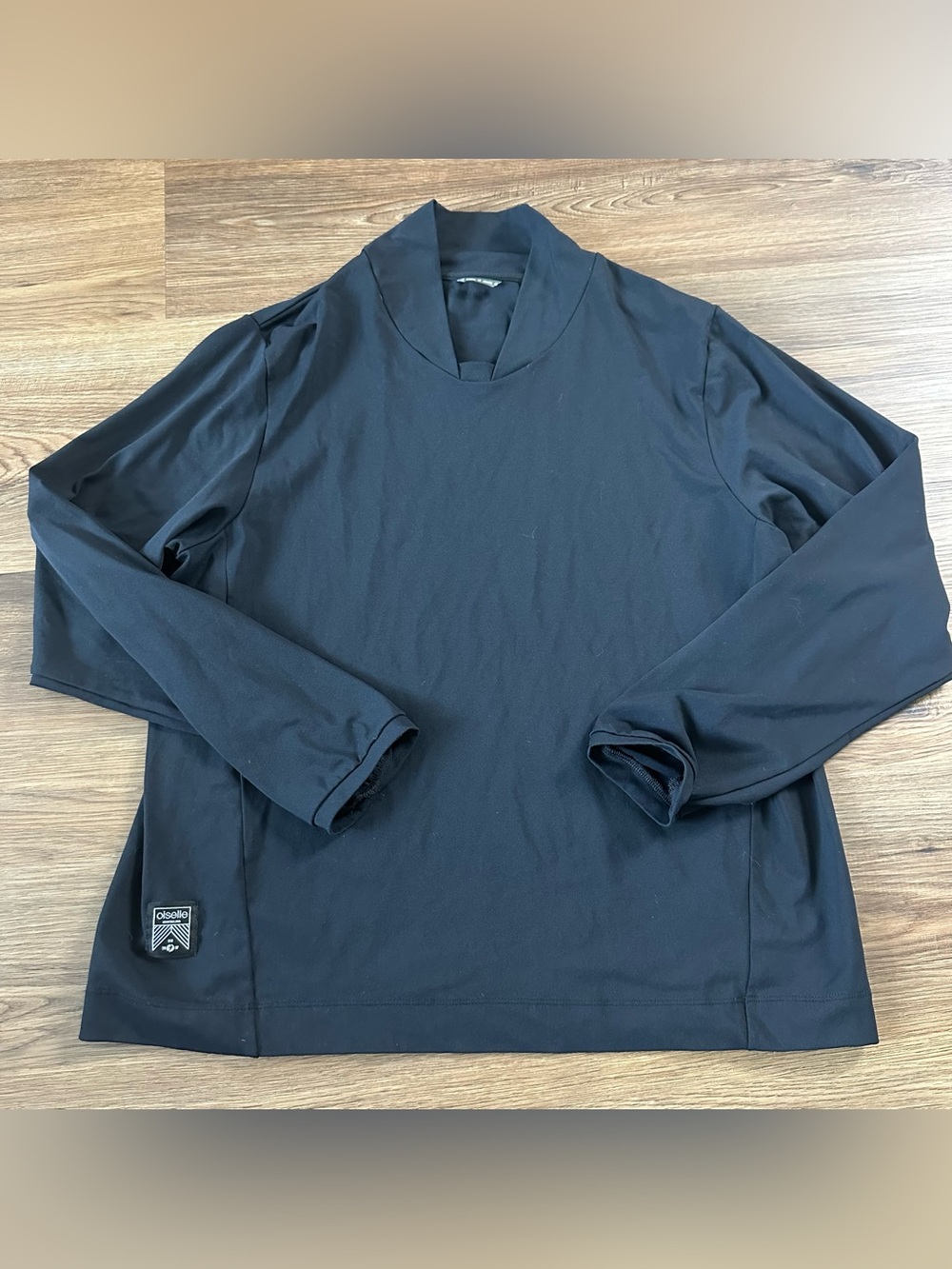 Oiselle Long Sleeve Mock Neck Workout Shirt Black Women XL Stretch Active Run